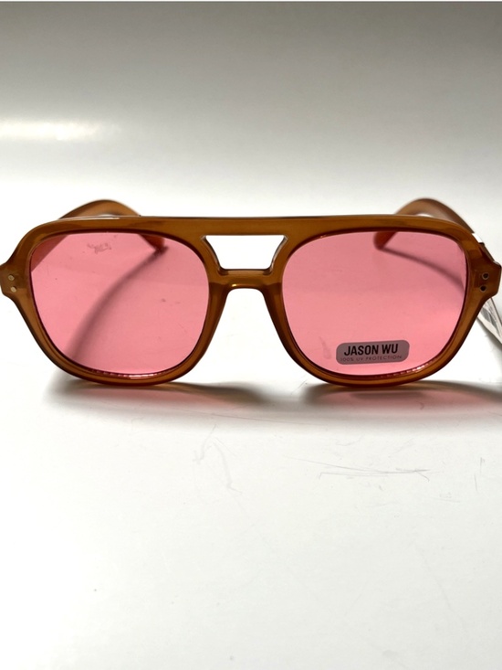 NWT JASON WU Double Bridge Aviator Sunglasses Brown Acetate Pink Lens main image 6